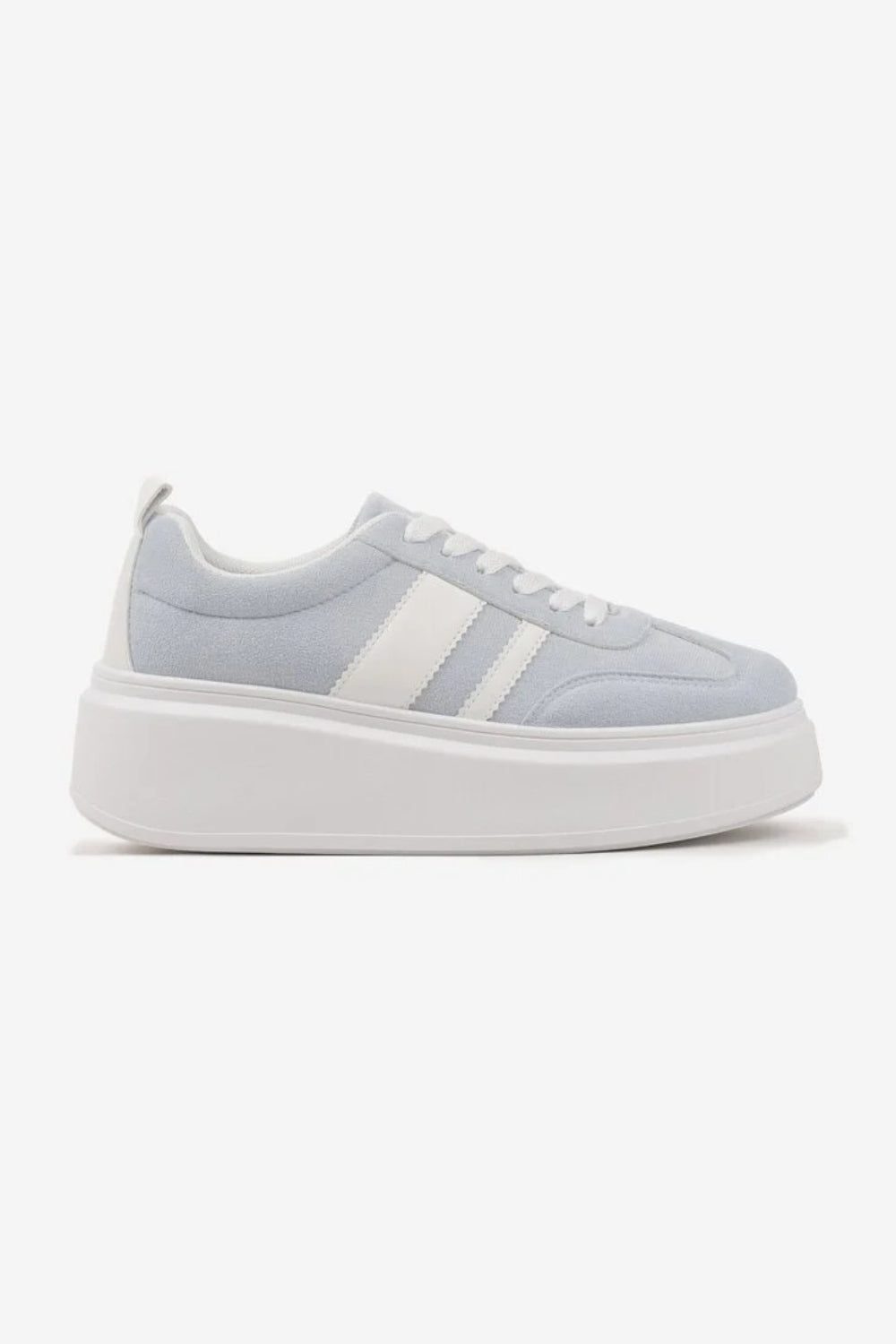 BLUE CHUNKY LACE UP FLAT SIDE DETAIL SNEAKERS TRAINERS