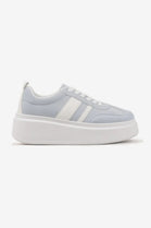 BLUE CHUNKY LACE UP FLAT SIDE DETAIL SNEAKERS TRAINERS