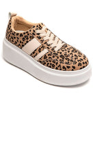 LEOPARD PRINT CHUNKY LACE UP FLAT SIDE DETAIL SNEAKERS TRAINERS