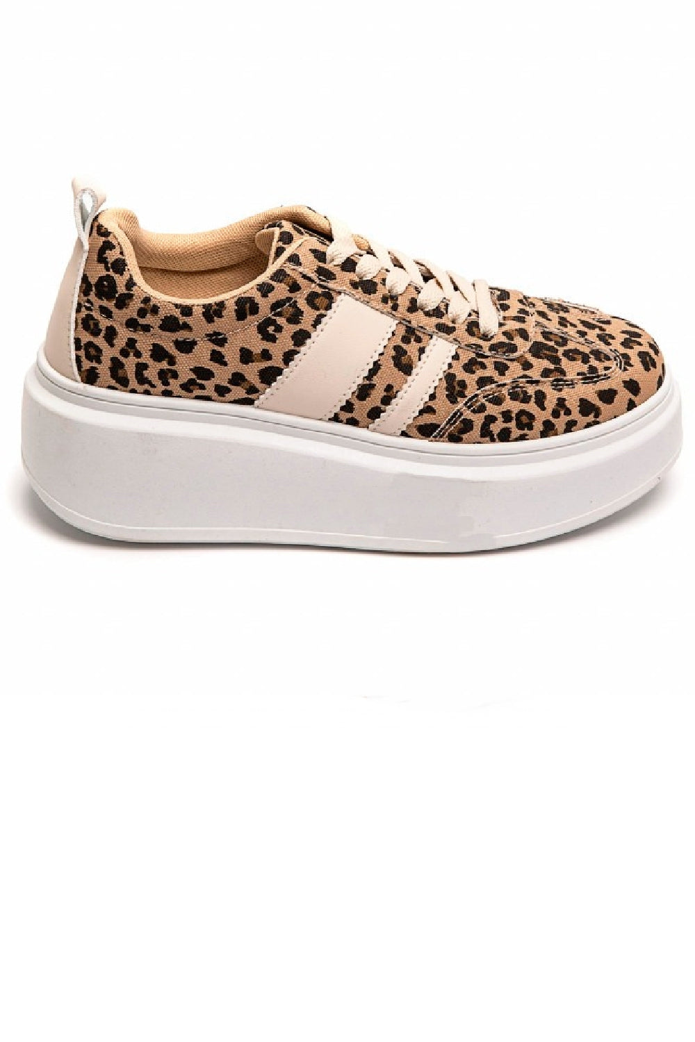 LEOPARD PRINT CHUNKY LACE UP FLAT SIDE DETAIL SNEAKERS TRAINERS