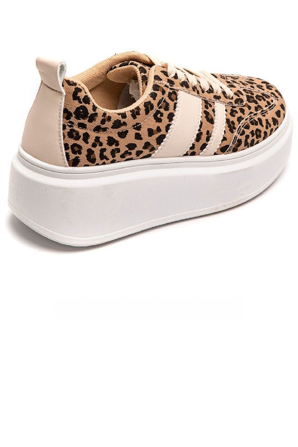 LEOPARD PRINT CHUNKY LACE UP FLAT SIDE DETAIL SNEAKERS TRAINERS