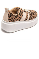 LEOPARD PRINT CHUNKY LACE UP FLAT SIDE DETAIL SNEAKERS TRAINERS