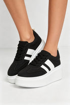 Black Platform Trainers with Contrast Stripe Detail