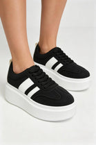 Black Platform Trainers with Contrast Stripe Detail