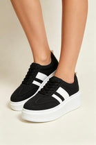 Black Platform Trainers with Contrast Stripe Detail