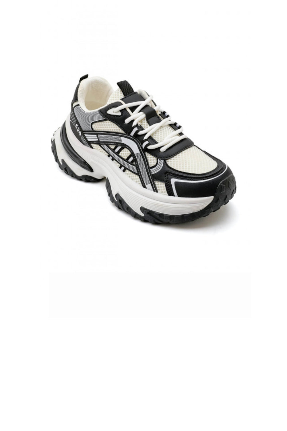 Women's Black Lace Up Chunky Platform Trainers