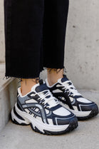 Women's Black Lace Up Chunky Platform Trainers