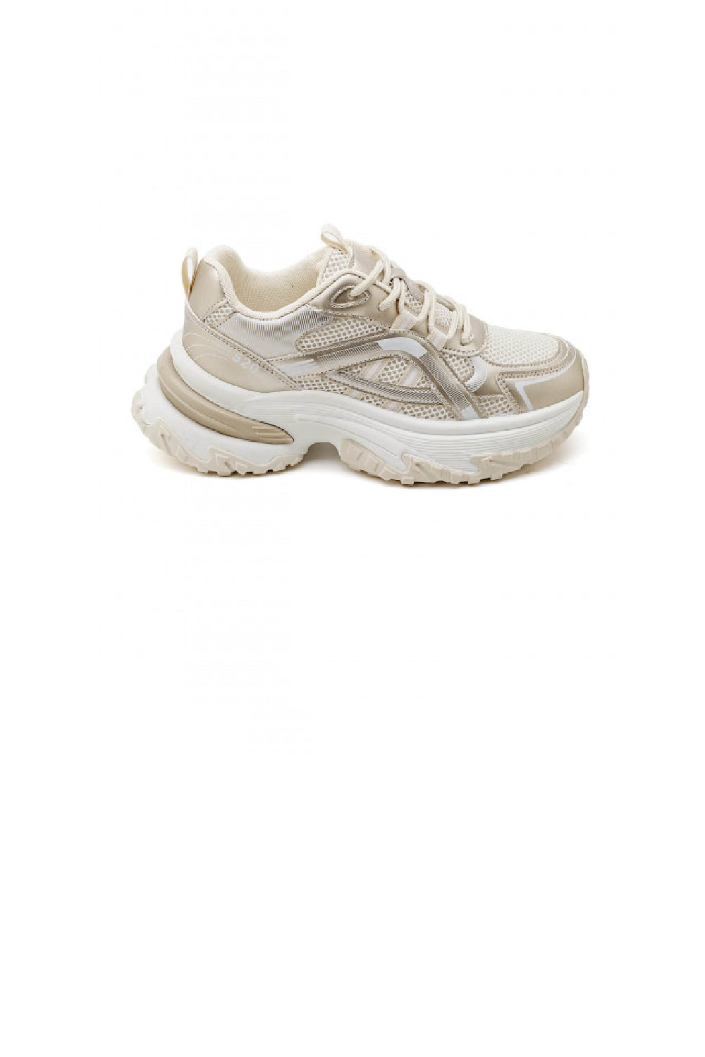 Women's Gold Lace Up Chunky Platform Trainers