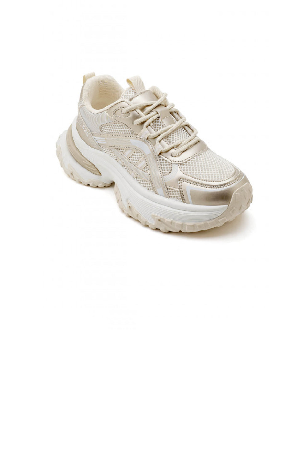Women's Gold Lace Up Chunky Platform Trainers