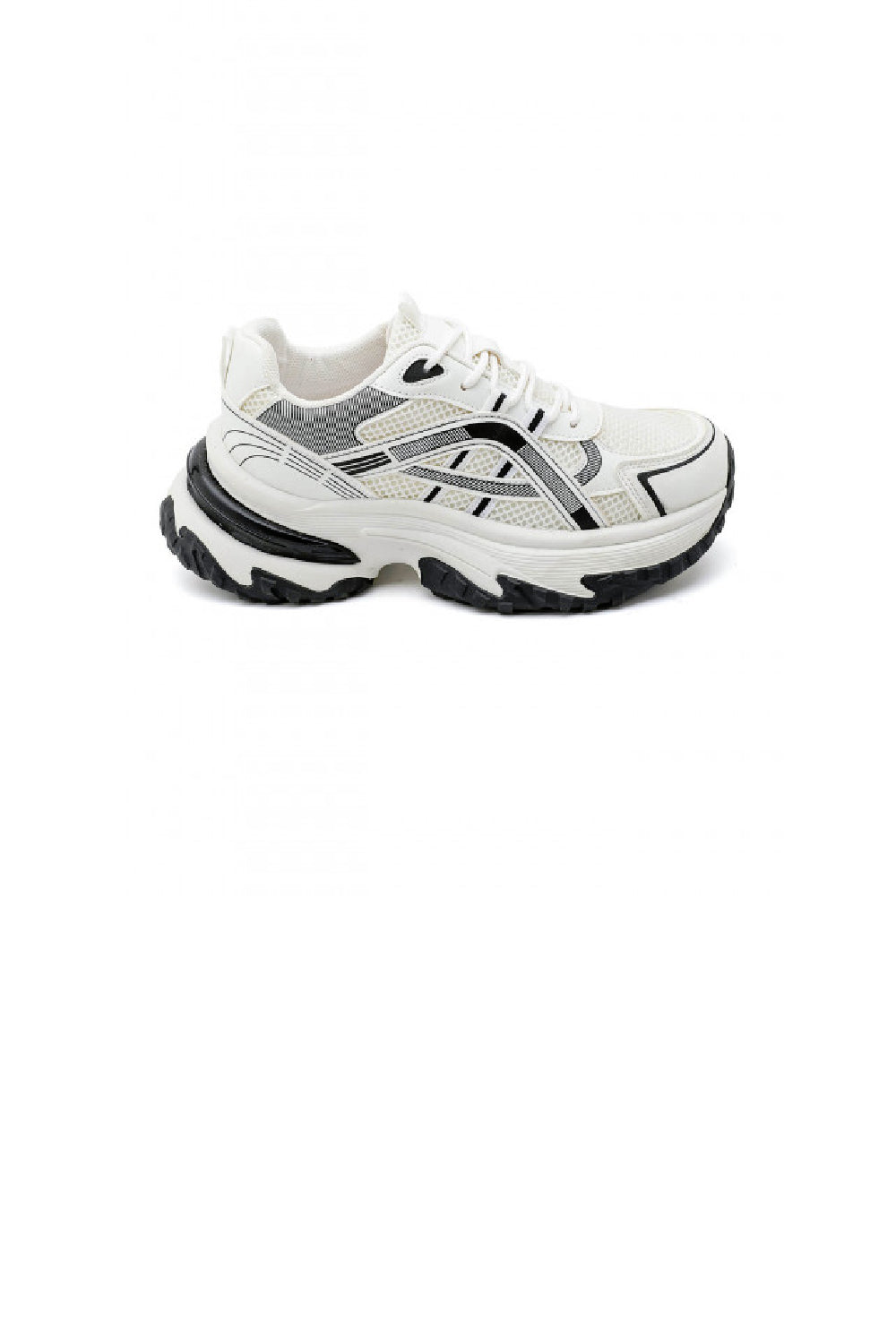 Women's White Lace Up Chunky Platform Trainers