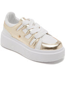 GOLD LACE UP CHUNKY TRAINERS SHOES
