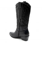 BLACK PU EMBROIDED KNEE LENGTH WESTERN COWGIRL COWBOY BOOTS