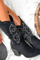 Black Rhinestone Pattern Cowboy Western Boots