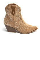 CAMEL EMBELLISHED ANKLE LENGTH WESTERN COWBOY BOOTS