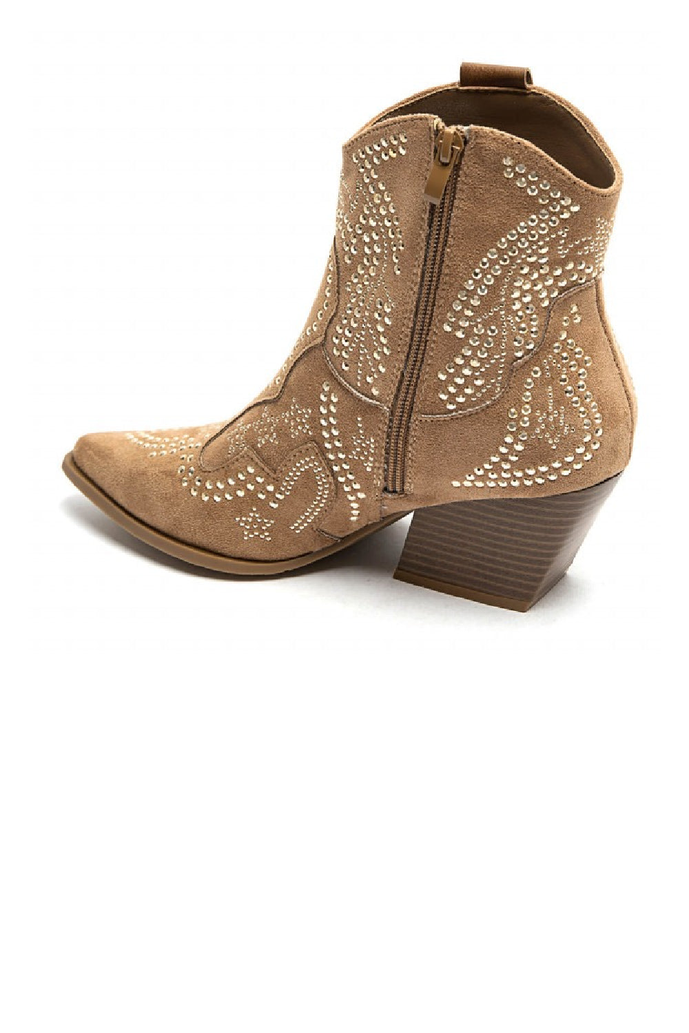 CAMEL EMBELLISHED ANKLE LENGTH WESTERN COWBOY BOOTS