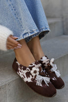 Ladies Multi Colour Flat Lace Up Chiffon Bowknot Flower Shoe lace Decoration Trainers