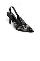 WOMEN'S SLINGBACK PARTY HEELED SANDALS RHINESTONE DETAIL COURT SHOES IN BLACK