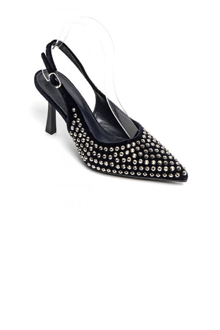 WOMEN'S SLINGBACK PARTY HEELED SANDALS RHINESTONE DETAIL COURT SHOES IN NAVY