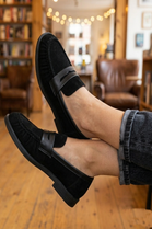 Classic Black Suede Loafers – Premium Wholesale Women's Footwear