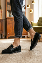 Classic Black Suede Loafers – Premium Wholesale Women's Footwear