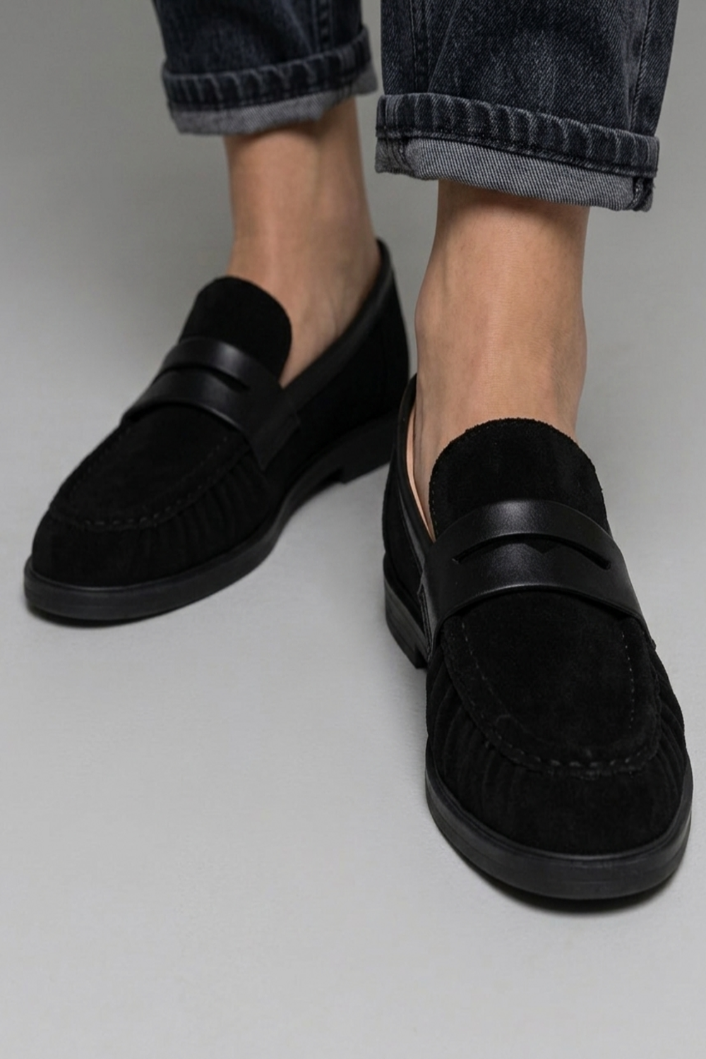 Classic Black Suede Loafers – Premium Wholesale Women's Footwear
