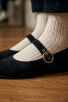 Women's Black Classic Mary Jane Ballet Flats – Buckle Strap Comfort Shoes