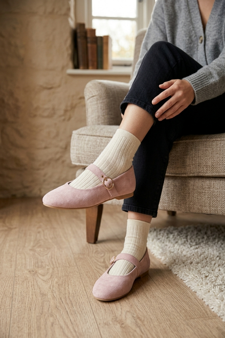Women's Pink Classic Mary Jane Ballet Flats – Buckle Strap Comfort Shoes