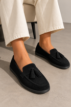 Women's Slip-On Tassel Loafers in Black | Wholesale