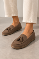 Women's Slip-On Tassel Loafers in Coffee Brown | Wholesale