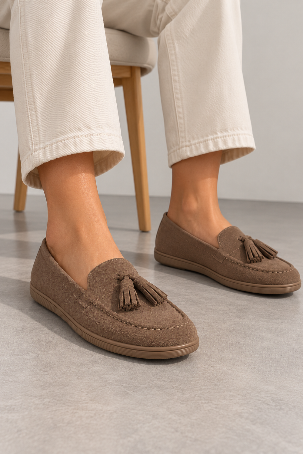 Women's Slip-On Tassel Loafers in Coffee Brown | Wholesale