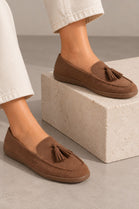 Women's Slip-On Tassel Loafers in Mocha | Wholesale
