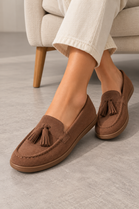 Women's Slip-On Tassel Loafers in Mocha | Wholesale