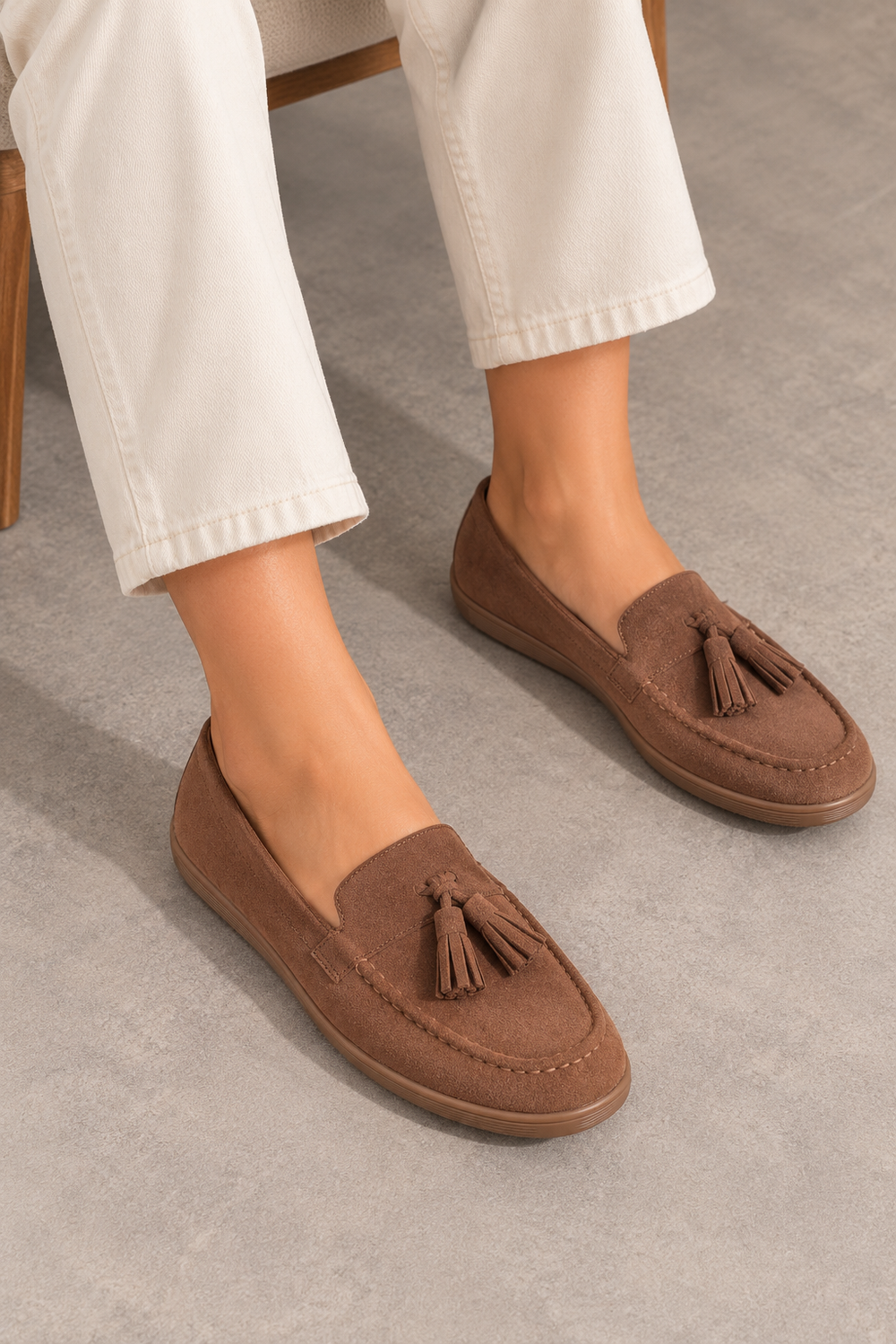 Women's Slip-On Tassel Loafers in Mocha | Wholesale
