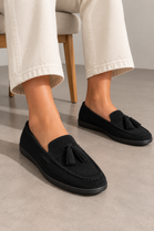 Women's Slip-On Tassel Loafers in Black | Wholesale
