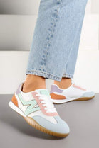MULTI COLOUR LACE UP SIDE DETAIL DESIGNER CASUAL COMFY SNEAKERS TRAINERS