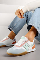 MULTI COLOUR LACE UP SIDE DETAIL DESIGNER CASUAL COMFY SNEAKERS TRAINERS