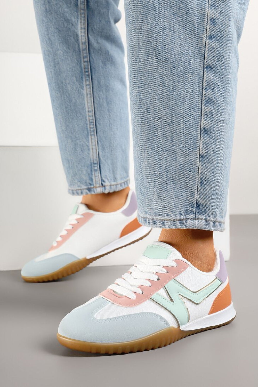 MULTI COLOUR LACE UP SIDE DETAIL DESIGNER CASUAL COMFY SNEAKERS TRAINERS