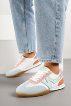 MULTI COLOUR LACE UP SIDE DETAIL DESIGNER CASUAL COMFY SNEAKERS TRAINERS