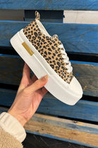 Women's Leopard Canvas Chunky Platform Trainers