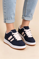 Navy Low Top Double Striped Casual Sneaker