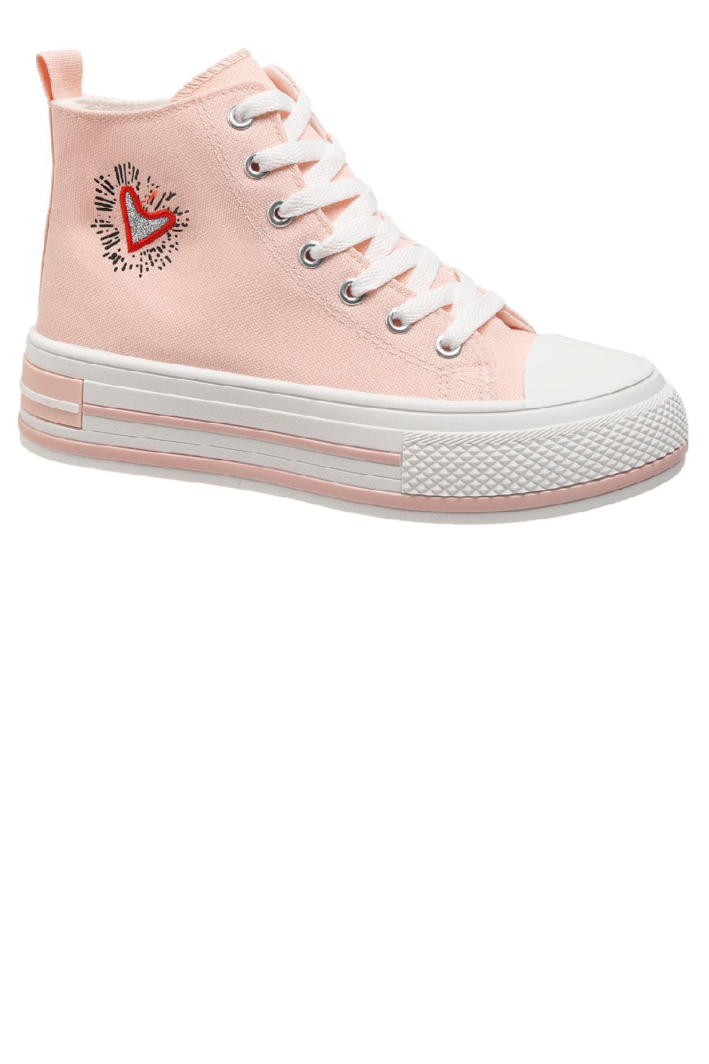 PINK CANVAS HIGH TOP LACE UP SNEAKERS TRAINERS