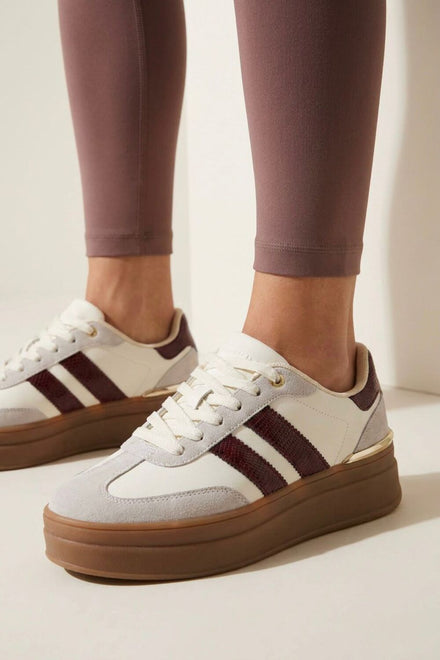 Women's Grey Wine Chunky Lace-Up Gum Sole Sports Trainers (UK4-UK8 Sizes)