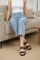 Women’s Black Flat Sandals – Adjustable Buckle | Wholesale - Pack A