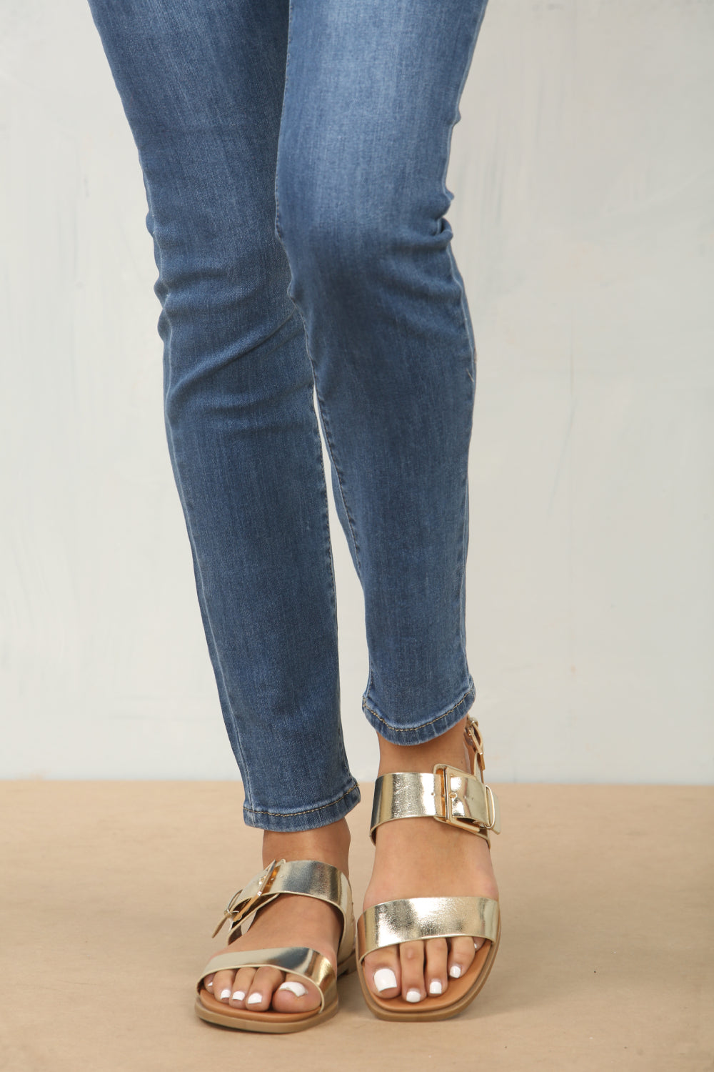 Gold Metallic Strappy Sandals