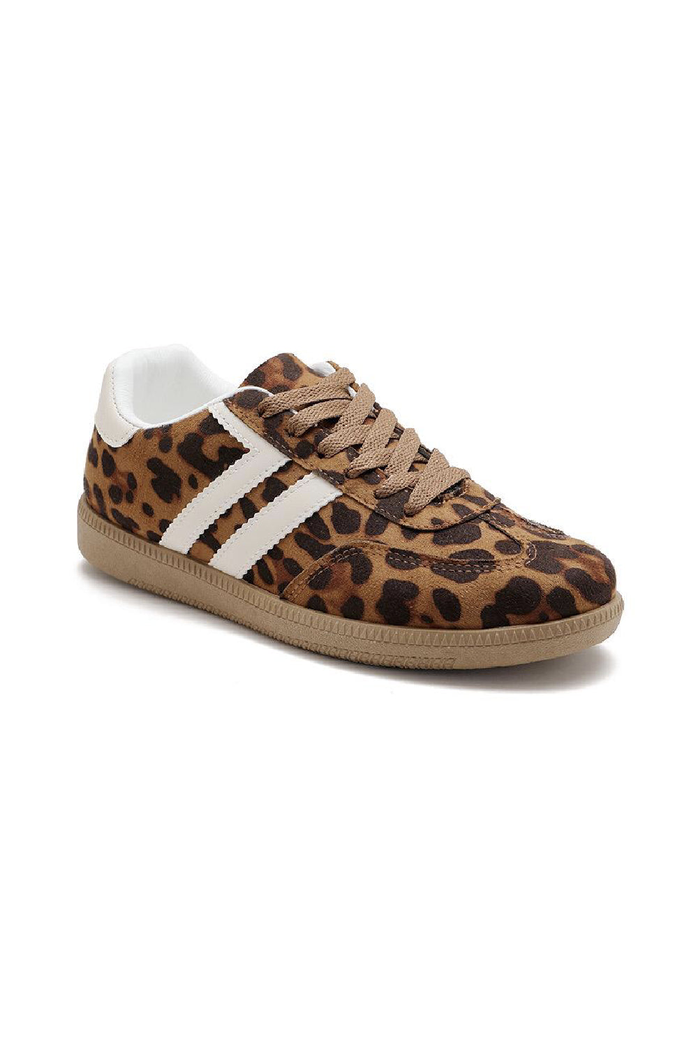 LEOPARD PRINT FLAT LACE UP SNEAKERS TRAINERS