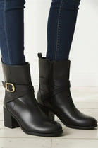 BLACK BLOCK HEELED ANKLE BOOTS