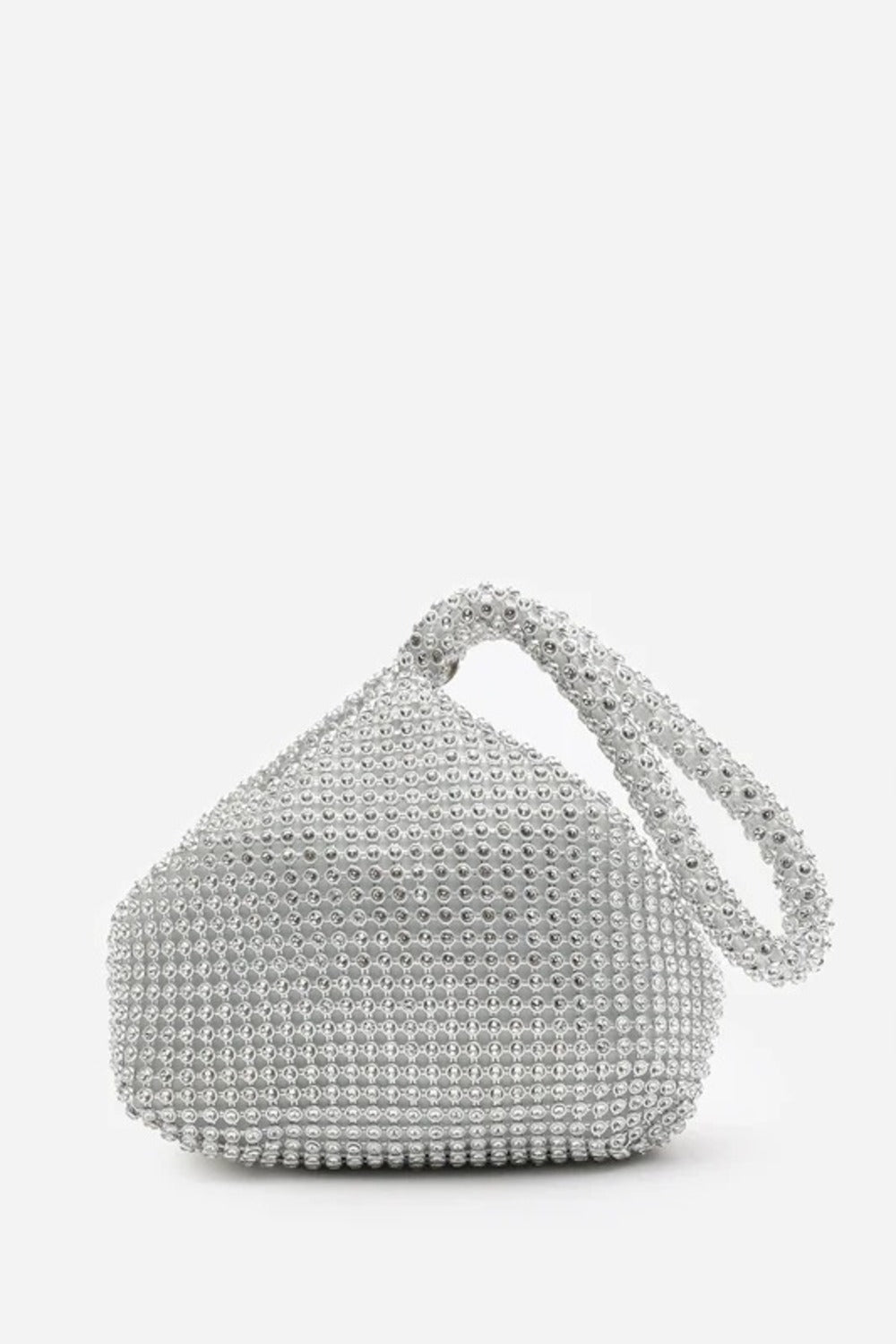 Elegant Silver Diamond Mesh Crystal Mini Pouch Handbag