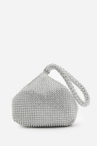 Elegant Silver Diamond Mesh Crystal Mini Pouch Handbag