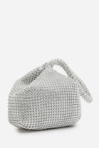 Elegant Silver Diamond Mesh Crystal Mini Pouch Handbag