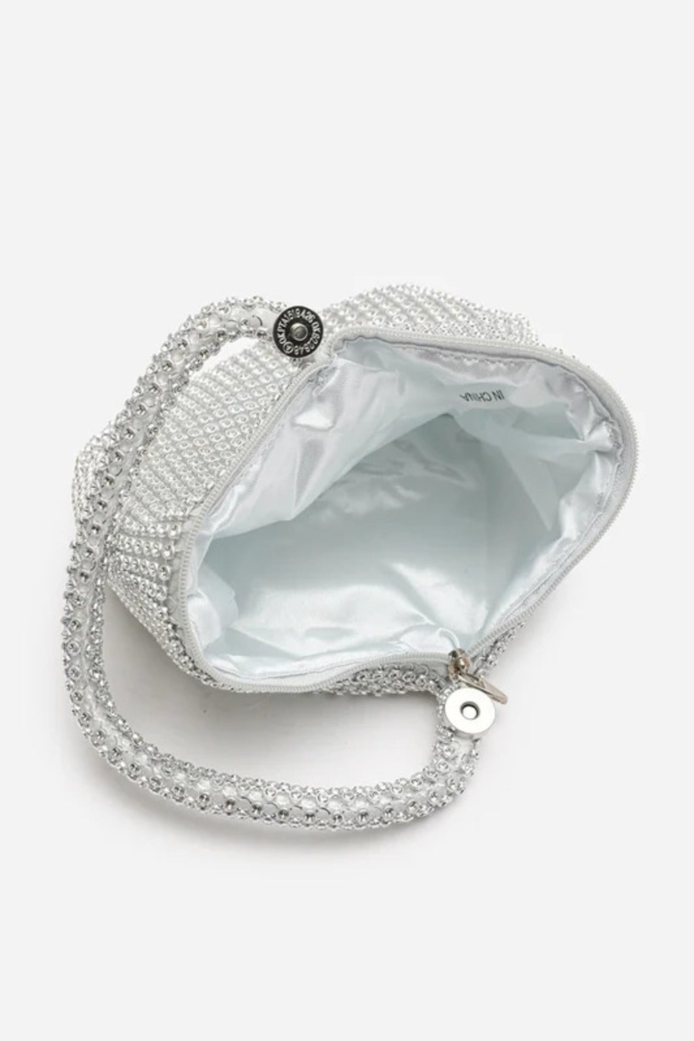 Elegant Silver Diamond Mesh Crystal Mini Pouch Handbag